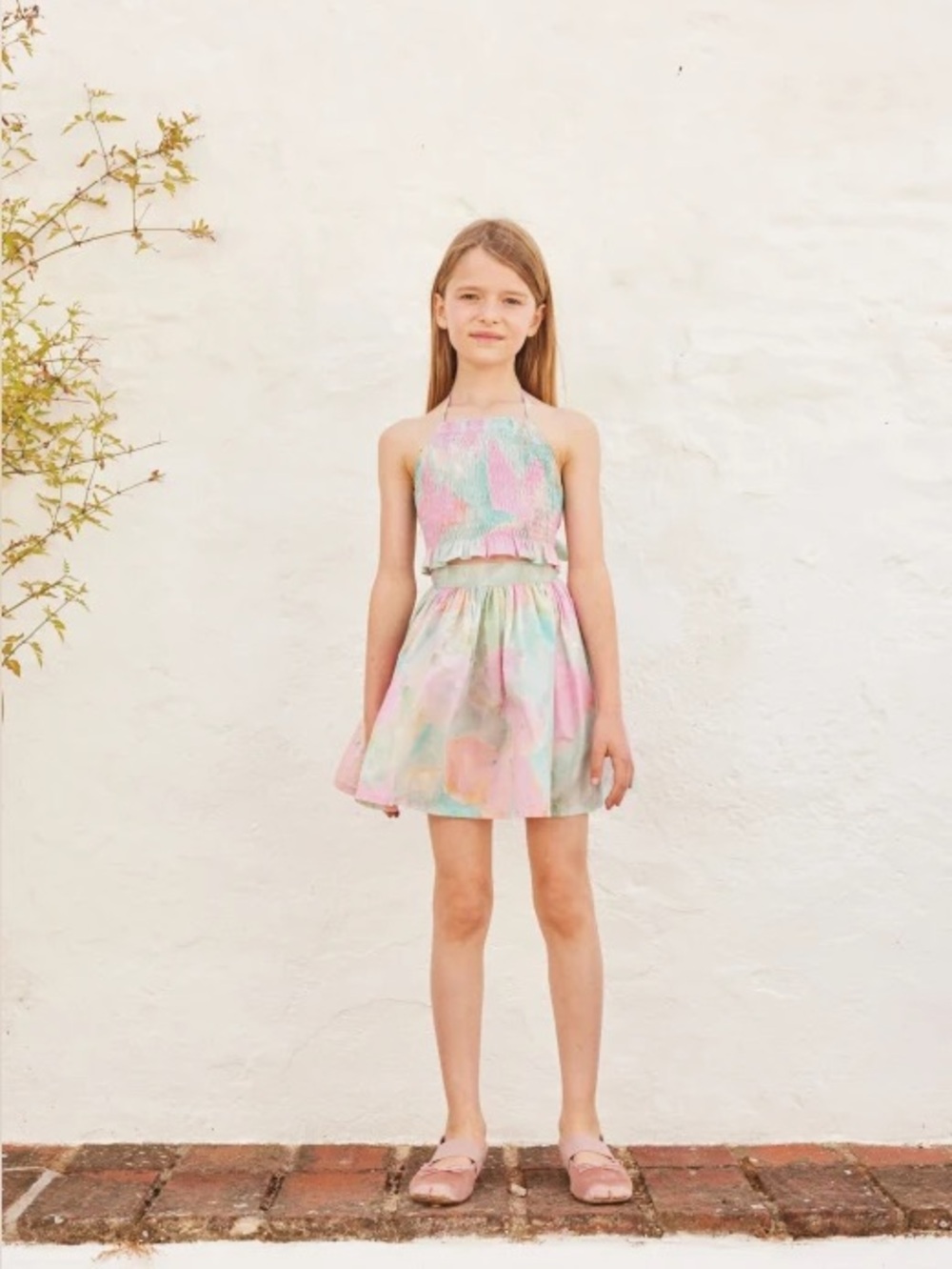 Bebe Organic skirt & halter tank tie top SET 6Y watercolor violetta